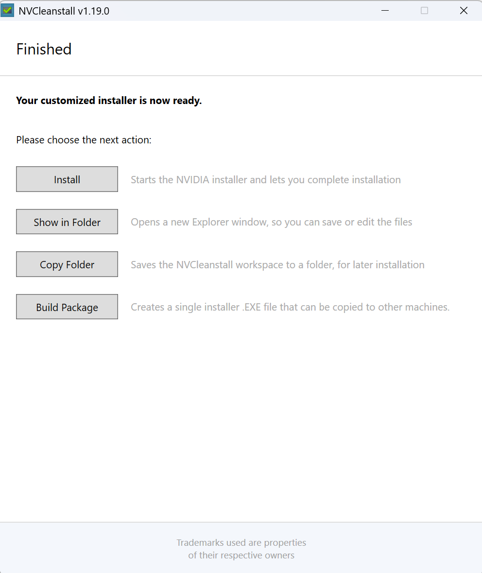 NVCleanstall Step 4 - Ready to install